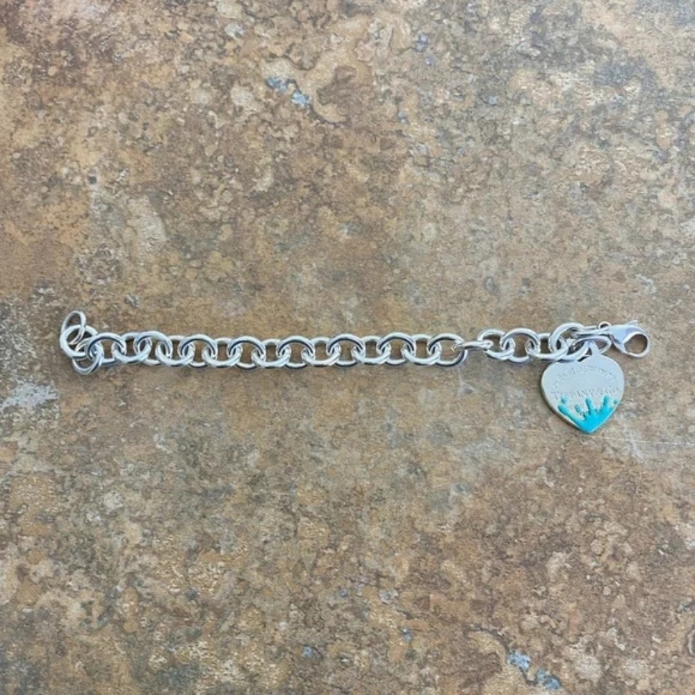 Tiffany & Co Return to Tiffany Blue Enamel Splash Heart Tag Bracelet EUC! - Picture 6 of 8